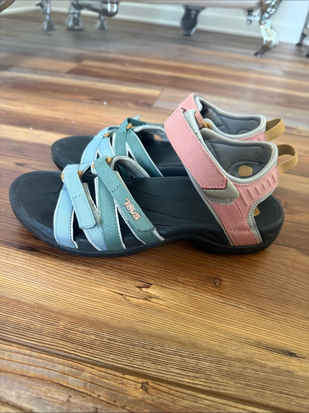 Teva Women's Pink & Light Blue Strappy Sport Sandals